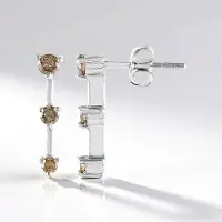 Cavill - Elegante 925 Sterling Zilveren Oorbellen - Met 0,394 Ct I2 Champagne Diamanten - Ronde Briljant Slijpvorm - Luxe Dames Sieraad 17 Mm