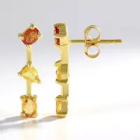 Cavill - Zilveren Oorbellen 925 Sterling Zilver Verguld - Natuurlijke Rode Saffier 1,04 ct - Ovaal Peervormig - Elegant en Kleurrijk
