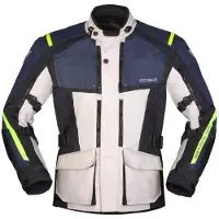 Modeka Varus waterdichte motorfietstextiljas, lichtgrijs/blauw, maat XL