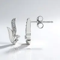 Cavill - Zilveren Oorbellen met 0,191 ct Cambodjaanse Zirkonia's - 925 Sterling Zilver - Elegant Bloemmotief Stekers - Dames Sieraden 13 mm