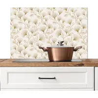 KitchenYeah Spatscherm keuken 90x60 cm - Kookplaat achterwand Ginkgo - Takken - Goud - Muurbeschermer - Spatwand fornuis - Hoogwaardig aluminium