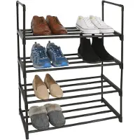Gerimport Schoenenrek - zwart - 4-laags - metaal - 30 x 60 x 72 cm - voor 12 paar schoenen