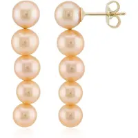 Cavill - Zilveren oorbellen 925 Sterling zilver verguld met 10 oranje Ming parels 6-7 mm - Filigrain elegant design - 33 mm lang