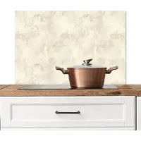 KitchenYeah Spatscherm keuken 80x55 cm - Kookplaat achterwand Patroon - Organisch - Beige - Muurbeschermer - Spatwand fornuis - Hoogwaardig aluminium