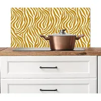 KitchenYeah Spatscherm keuken 90x45 cm - Kookplaat achterwand Zebra - Klassiek - Oker - Geel - Muurbeschermer - Spatwand fornuis - Hoogwaardig aluminium