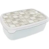 MuchoWow Broodtrommel Wit - Lunchbox Tegel - Patroon - Verweerd - Brooddoos 18x12x6 cm - Brood lunch box - Broodtrommels voor kinderen en volwassenen