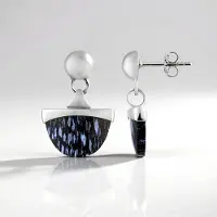 Cavill - Zilveren Oorbellen Geplatineerd 925 Sterling Zilver - Versteend Jambi Palhout 12 ct Fancy Cabochon - Handgemaakte Elegante Oorbellen 22 mm