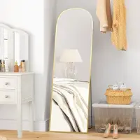 MODFU - Staande Passpiegel - Volledige Lengte - Modern Ontwerp - Voor Slaapkamer Of Hal - Gehard Glas - Goud - 50 X 1,5 X 161,5 Cm