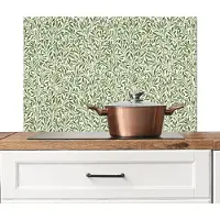 KitchenYeah Spatscherm keuken 80x55 cm - Kookplaat achterwand Botanisch - Takken - Groen - Muurbeschermer - Spatwand fornuis - Hoogwaardig aluminium