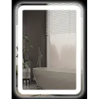 MODFU - Badkamerspiegel - Ledverlichting En Anti-Condens - Modern - Voor Badkamer - Gehard Glas - Zilver - 50 X 70 Cm