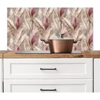 KitchenYeah Spatscherm keuken 100x50 cm - Kookplaat achterwand Pampasgras - Pluizig - Kleurrijk - Muurbeschermer - Spatwand fornuis - Hoogwaardig aluminium
