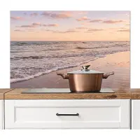 KitchenYeah Spatscherm keuken 100x65 cm - Kookplaat achterwand Strand - Branding - Wolken - Muurbeschermer - Spatwand fornuis - Hoogwaardig aluminium