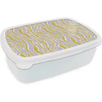 MuchoWow Broodtrommel Wit - Lunchbox Zebra - Modern - Meerkleurig - Brooddoos 18x12x6 cm - Brood lunch box - Broodtrommels voor kinderen en volwassenen