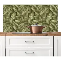 KitchenYeah Spatscherm keuken 120x60 cm - Kookplaat achterwand Bladeren - Modern - Groen - Muurbeschermer - Spatwand fornuis - Hoogwaardig aluminium