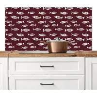 KitchenYeah Spatscherm keuken 120x60 cm - Kookplaat achterwand Vissen - Grafisch - Patroon - Donker - Muurbeschermer - Spatwand fornuis - Hoogwaardig aluminium