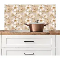 KitchenYeah Spatscherm keuken 100x50 cm - Kookplaat achterwand Bloemen - artistiek - Goud - Muurbeschermer - Spatwand fornuis - Hoogwaardig aluminium