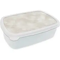MuchoWow Broodtrommel Wit - Lunchbox Subtiel - Structuur - Beige - Brooddoos 18x12x6 cm - Brood lunch box - Broodtrommels voor kinderen en volwassenen