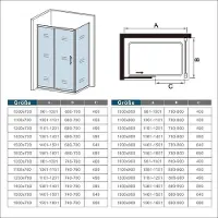 AICA rechthoekige schuifdeur douchecabine 140x190cm,zijpaneel 90x190cm, 5mm helder veiligheidsglas