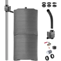 Kadax Regenton, modulaire regenwatertank voor tuin, weerbestendig regenvat 126 liter, waterverzamelaar, regencontainer van kunststof, watervat (2 x antraciet + verzamelaarset A)