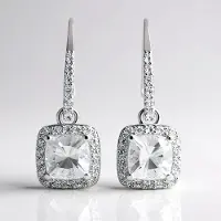Cavill - 925 Sterling Zilveren Oorbellen - 2.79 ct Mexicaanse Danburiet & 1.06 ct Natuurlijk Zirkon - Antieke Cushion Cut - Elegant & Luxueus Design