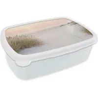 MuchoWow Broodtrommel Wit - Lunchbox Horizon - Duinlandschap - Zand - Brooddoos 18x12x6 cm - Brood lunch box - Broodtrommels voor kinderen en volwassenen