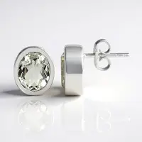 Cavill - Zilveren Oorbellen 925 Sterling Zilver - 4,7 ct Witte Braziliaanse Topaas Ovaal - Elegante Monosono Collection Studs