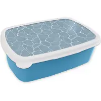MuchoWow Broodtrommel Blauw - Lunchbox Organisch - Patroon - Blauw - Brooddoos 18x12x6 cm - Brood lunch box - Broodtrommels voor kinderen en volwassenen