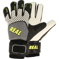 Real Fusion Keepershandschoenen Kinderen - Zwart / Wit / Fluogeel | Maat: 5