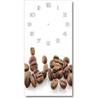 Tulup Wandklok - Koffiebonen Decoratieve Glazen Klok - 30x60 cm - Bruin Glazen Wandklok Design - Witte handen - Rechthoekige Klok - Glazen Klok Met Print - Wandklok Glas Met Motief