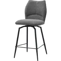 Huisenthuis.nl Barkruk Quincy Grijs - Metaal - Stof - Set van 2 - Geschikt voor kookeiland - Draaibaar - Met rugleuning - Zithoogte 68.5 cm - Zitdiepte 42 cm