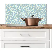KitchenYeah Spatscherm keuken 80x40 cm - Kookplaat achterwand Giraf - Modern - Blauw - Muurbeschermer - Spatwand fornuis - Hoogwaardig aluminium