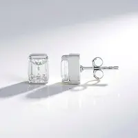 Cavill - Zilveren Oorbellen - 925 Sterling Zilver Platina Plated - 2,883 ct Cambodjaanse Zirkonia - Achthoekig 7x5 mm - Elegant Modern - 6 mm