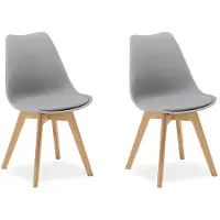 Homestyle4u Keukenstoel, grijs, set van 2 stuks. Eetkamerstoelen, hout, modern design, kunststof. Eetkamerstoelen, schaalstoelen, houten stoelen