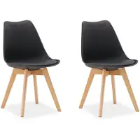 Homestyle4u Keukenstoel, zwart, set van 2 stuks. Eetkamerstoelen, hout, modern design, kunststof. Eetkamerstoelen, schaalstoelen, houten stoelen