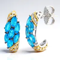 Cavill - Zilveren Oorbellen Met 1 89 Ct Neon Blauwe Apatiet Marquise Slijpsel - 925 Sterling Zilver Palladium - Elegante Oorbellen 19 Mm