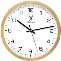 Holzwerk Germany Holzwerk WOLFSBURG moderne wandklok, 30 cm, design, kwarts uurwerk, hout, beige, wit