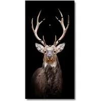 Tulup Wandklok - Hert Glazen Wandklok Design - 30x60 cm - Zwart Klok Glas Met Opdruk - Zwarte handen - Rechthoekige Klok - Wandklok Glas Met Motief - Decoratieve Glazen Klok