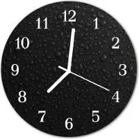 Tulup Wandklok - Waterdruppels Glazen Klok Met Print - 30fi cm - Zwart Moderne Glazen Wandklok - Witte Handen - Ronde Wandklok - Gekleurde Glazen Klok - Glazen Klok Met Print