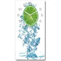Tulup Wandklok - Kalk onder water Klok Glas Met Opdruk - 30x60 cm - Groente Moderne Wandklok Glas - Witte handen - Rechthoekige Klok - Decoratieve Glazen Klok - Glazen Wandklok Design