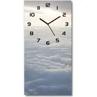 Tulup Wandklok - Vliegen boven de wolken Wandklok Glas Met Motief - 30x60 cm - Wit Decoratieve Glazen Klok - Zwarte handen - Rechthoekige Klok - Gekleurde Glazen Klok - Glazen Klok Met Print