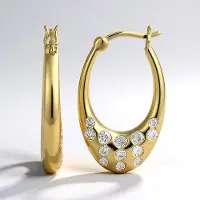 Cavill - Zilveren Oorbellen Verguld - 925 Sterling Zilver - 0,96 ct Nigeriaanse Zirkonia's - Golvend Design - Luxe Dames Sieraden