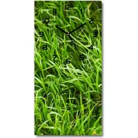 Tulup Wandklok - Gras Moderne Wandklok Glas - 30x60 cm - Groente Wandklok Glas Decoratie - Zwarte handen - Rechthoekige Klok - Glazen Wandklok Design - Klok Glas Met Opdruk
