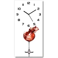 Tulup Wandklok - Een glas wijn Decoratieve Glazen Klok - 30x60 cm - Rood Glazen Wandklok Design - Zwarte handen - Rechthoekige Klok - Glazen Klok Met Print - Wandklok Glas Met Motief