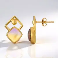 Cavill - Zilveren Oorbellen - Verguld 925 Sterling Zilver - 2 Antieke Boliviaanse Ametrien 5 ct - Vintage stijl - Bezel zetting - 18 mm
