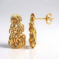 Cavill - Moderne Zilveren Oorbellen - 925 Sterling Zilver Verguld - Verstrengeld Design - 23 mm - Lichte Stijlvolle Dames Oorbellen Kliksluiting