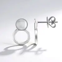 Cavill - Zilveren oorbellen 925 Sterling zilver met palladium - Elegante Pallanova oorbellen 14mm - Minimalistisch modern design - Push-in sluiting