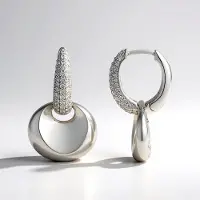 Cavill - Zilveren Oorbellen - 925 Sterling Zilver - 106 Ronde Nigeriaanse Zirkonen - 0,857 Ct Pavé Oorbellen - Elegant, Modern, Handgemaakt - 26 mm