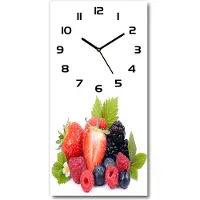 Tulup Wandklok - Bosvruchten Glazen Wandklok Design - 30x60 cm - Veelkleurig Klok Glas Met Opdruk - Zwarte handen - Rechthoekige Klok - Wandklok Glas Met Motief - Decoratieve Glazen Klok