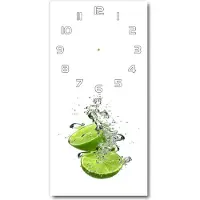 Tulup Wandklok - Kalk onder water Klok Glas Met Opdruk - 30x60 cm - Groente Moderne Wandklok Glas - Witte handen - Rechthoekige Klok - Decoratieve Glazen Klok - Glazen Wandklok Design