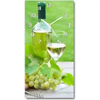 Tulup Wandklok - Druiven en wijn Decoratieve Glazen Klok - 30x60 cm - Groente Glazen Wandklok Design - Witte handen - Rechthoekige Klok - Glazen Klok Met Print - Wandklok Glas Met Motief